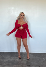 Load image into Gallery viewer, Scarlet Temptation Long Sleeve Romper – Red
