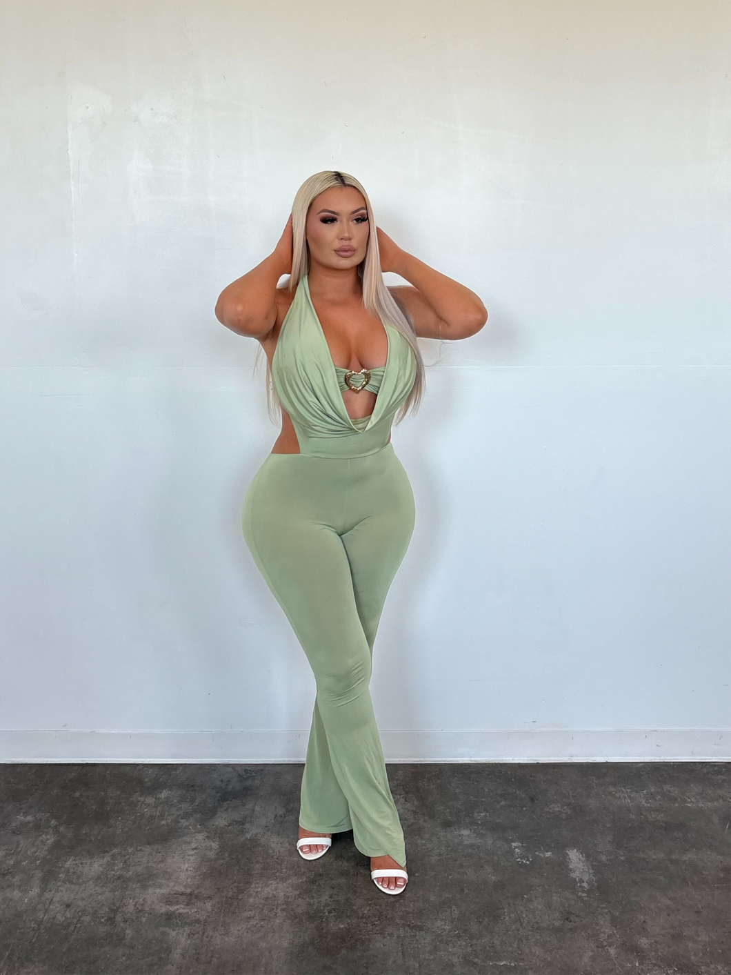 Barbie Dreams Halter Jumpsuit – Sage Green
