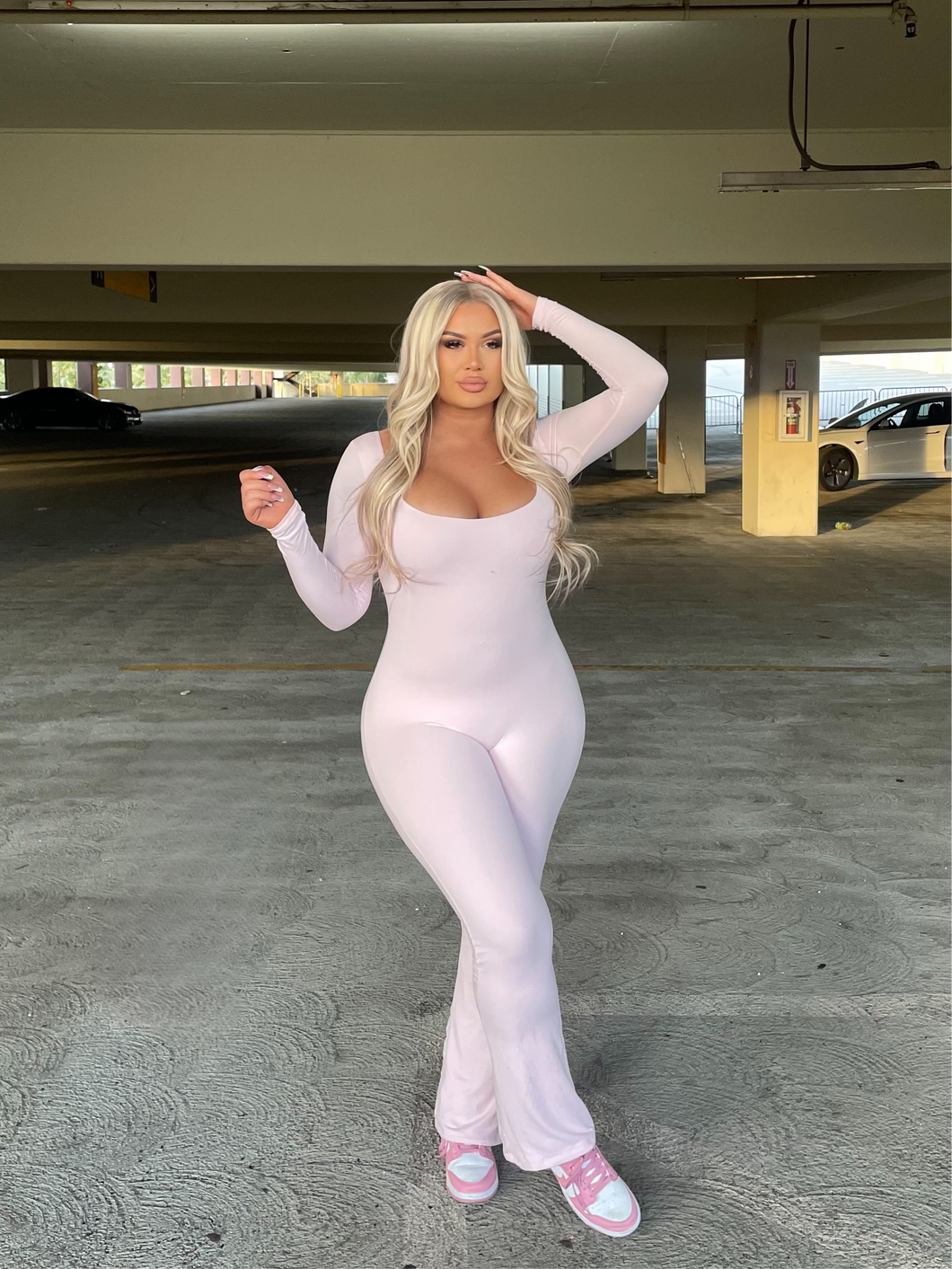 Sammy Flare Jumpsuit Light Pink